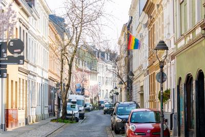 Kirschbl?ten in der Bonner Altstadt 25.03.2025-stock-foto