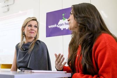 Queen Máxima at money lessons in the context of Money Week 2025, HAARLEM, The Netherlands-stock-foto