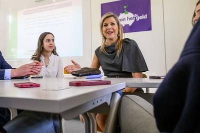 Queen Máxima at money lessons in the context of Money Week 2025, HAARLEM, The Netherlands-stock-foto