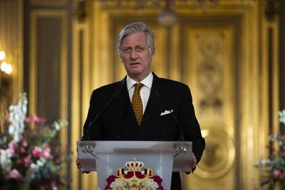 King Philippe New Year Speech for the authorities Brussels, Belgium - January 28, 2021: His Majesty the King Philippe of-stock-foto