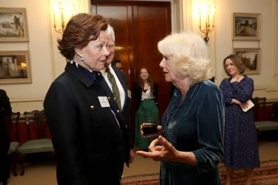 King Charles and  Queen Camilla at Clarence House reception-stock-photo