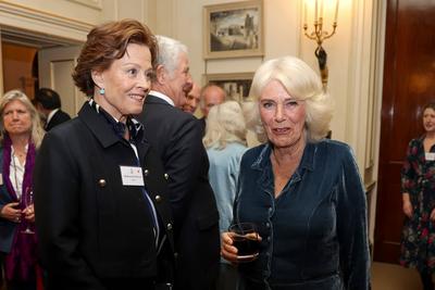 King Charles and  Queen Camilla at Clarence House reception-stock-photo