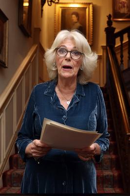 King Charles and  Queen Camilla at Clarence House reception-stock-photo