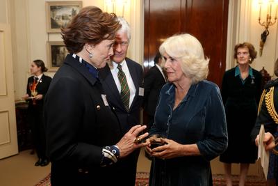 King Charles and  Queen Camilla at Clarence House reception-stock-photo