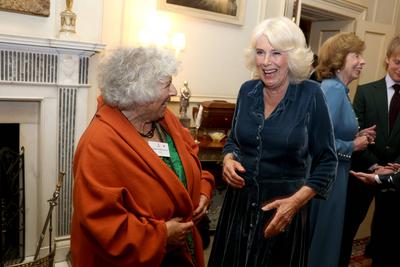 King Charles and  Queen Camilla at Clarence House reception-stock-photo