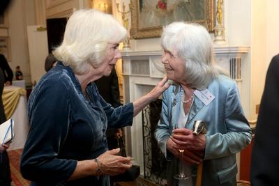 King Charles and  Queen Camilla at Clarence House reception-stock-photo