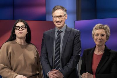 Maischberger aus K?ln am 26. M?rz 2025 zu Aufr?stung, Krisen, Klima und Pandemien.-stock-photo