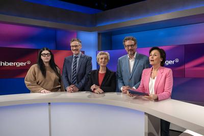 Maischberger aus K?ln am 26. M?rz 2025 zu Aufr?stung, Krisen, Klima und Pandemien.-stock-photo