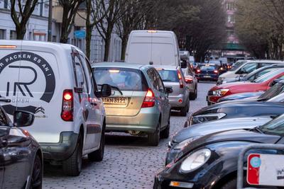 Stau auf Berlins Stra?en-stock-foto