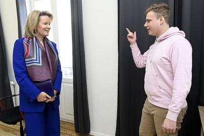Queen Mathilde visits the Maison Auton'Home-stock-foto