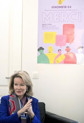 Queen Mathilde visits the Maison Auton'Home-stock-foto