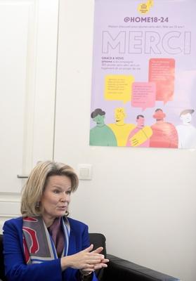 Queen Mathilde visits the Maison Auton'Home-stock-foto