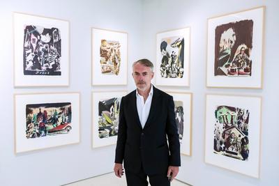 Der Maler Neo Rauch, portraetiert waehrend der Eroeffnung der Ausstellung NEO RAUCH DER BESTAND Druckgrafik seit 1988 am-stock-foto