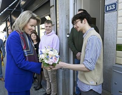 Queen Mathilde visits the Maison Auton'Home-stock-foto