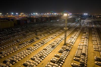 Port Cars Export in Nanjing-stock-foto