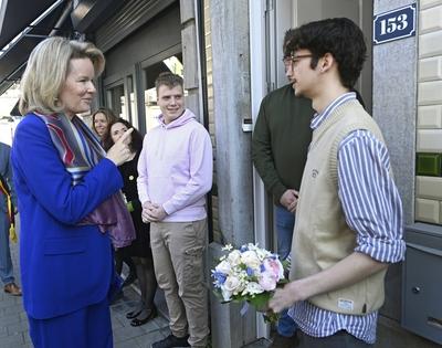 Queen Mathilde visits the Maison Auton'Home-stock-foto