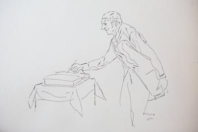 010612 Ascherleben Sachsen Anhalt , Er?ffnung Grafikstiftung Neo Rauch , Eintrag ins Goldene Buch der Stadt im Rathaus-stock-foto