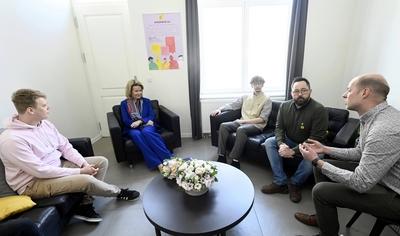 Queen Mathilde visits the Maison Auton'Home-stock-foto