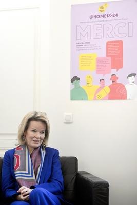 Queen Mathilde visits the Maison Auton'Home-stock-foto