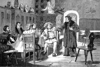 Deutscher Bauernkrieg, 1524-1526, Karlstadt und Luther in Jena / German Peasants War, 1524-1526, Karlstadt and Luther in-stock-foto