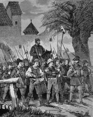 Deutscher Bauernkrieg, 1524-1526, Georg Mezler zieht aus Obersch?pf aus / German Peasants War, 1524-1526, Georg Mezler m-stock-foto