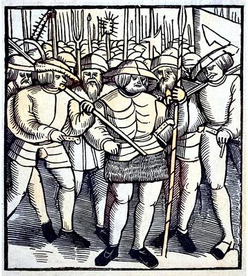 Aufst?ndischer Bauer im Bauernkrieg, 1525, digitale verbesserte Reproduktion eines Originaldrucks aus dem 19. Jahrhunder-stock-foto
