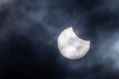 29.03.2025, GER, Natur / Naturschauspiel, Sonnenfinsternis vom 29. M?rz 2025 ?ber Th?ringen-stock-photo