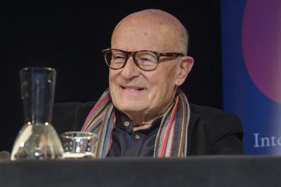 Der deutscher Filmregisseur, Drehbuchautor und Filmproduzent Volker Schl?ndorff bei einer Veranstaltung anl?sslich der lit.Cologne in der K?lner Kulturkirche. ***The German film director, screenwriter and film producer Volker Schl?ndorff at an event on the occasion of lit.Cologne in Cologne's Kulturkirche.-stock-photo
