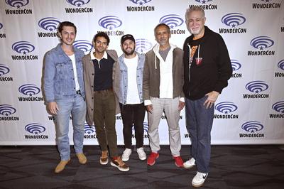 Dannie Hamquie, Karan Soni, Andrew Sandler, Bernard White, David Baxter-stock-foto