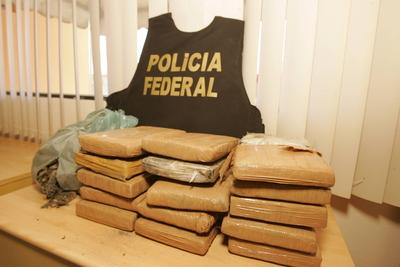 RECORD DATE NOT STATED marijuana seized by federal police porto seguro, bahia / brazil - october 25, 2010: Marijuana tab-stock-foto