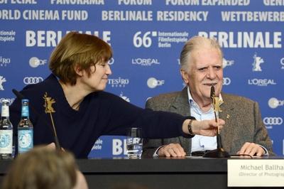 66. Berlinale: Michael Ballhaus erh?lt den Goldenen Ehrenb?ren Sherry Hormann and Michael Ballhaus during the Honory Go-stock-foto