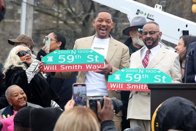 Will Smith in Philadelphia for Street Name Change-stock-foto