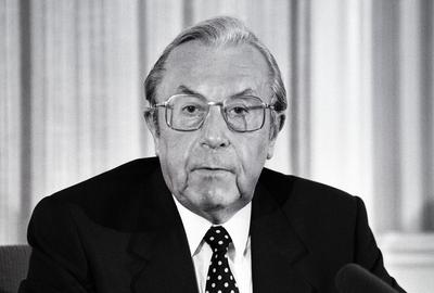 Deutschland, Karlsruhe, 27.07.1989. Archiv-Nr.: 07-34-05 Bundesgerichtshof Foto: Kurt Rebmann, Generalbundesanwalt beim-stock-photo