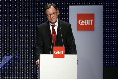 Er?ffnungsfeier der CeBIT 2009 Centrum der B?ro und Informationstechnik der weltgr??ten Messe f-stock-foto