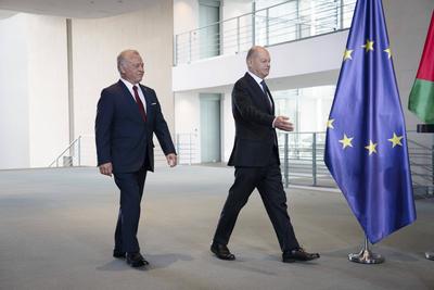 Bundeskanzler, Olaf Scholz, K?nig, Jordanien, Abdullah II. Ibn Al-Hussein-stock-photo
