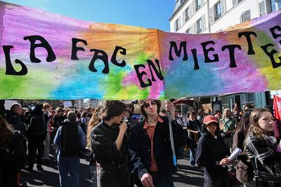 Student Demonstration in Paris, April 3, 2025-stock-foto