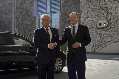 Bundeskanzler, Olaf Scholz, K?nig, Jordanien, Abdullah II. Ibn Al-Hussein-stock-photo