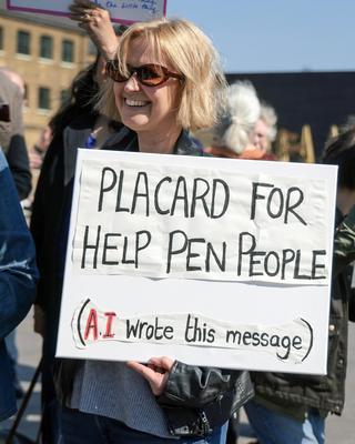 Authors Hand in Letter to META-stock-foto