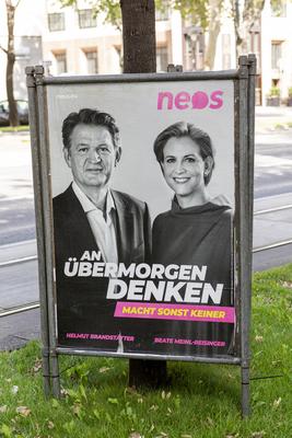Nationalratswahlen 2019, NEOS Wahlplakat *** National elections 2019, NEOS election poster PUBLICATIONxINxGERxSUIxAUTxHU-stock-foto