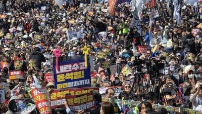 Court's ruling on the impeachment of South Korean president Yoon Suk-yeol-stock-foto