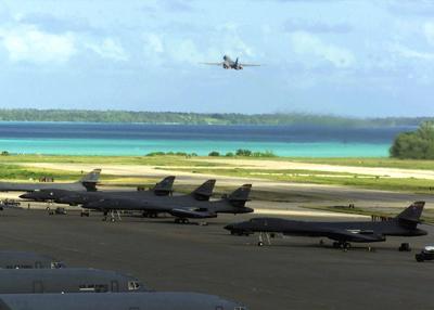 BIOT (British Indian Ocean Territory): USAF B-1 Bombers at the air base on Diego Garcia The British Indian Ocean Territo-stock-foto