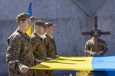 Burial site for fallen Ukrainian soldiers-stock-photo