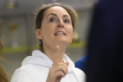 Princess Claire Visits Sport2be In Anderlecht-stock-foto