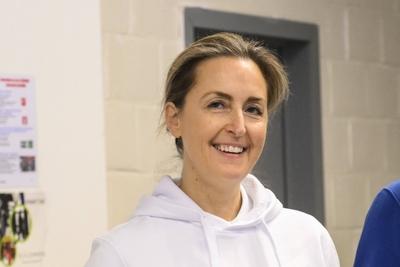 Princess Claire Visits Sport2be In Anderlecht-stock-foto