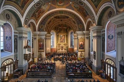 2022 - Konzert  des L'Orfeo Barockorchesters und des Collegium Vocale Salzburg (Johannes Passion - Johann Sebastian Bach), in der Stadtpfarrkirche St. Nikolaus in Bad Ischl, im Rahmen der Salzkammergut Festwochen Gmunden, am 06.04.25-stock-photo