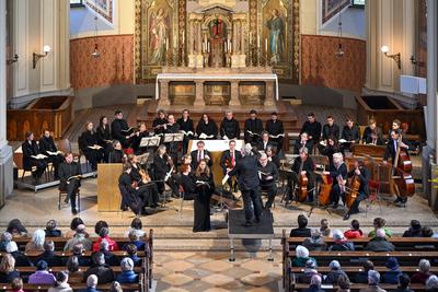 2022 - Konzert  des L'Orfeo Barockorchesters und des Collegium Vocale Salzburg (Johannes Passion - Johann Sebastian Bach), in der Stadtpfarrkirche St. Nikolaus in Bad Ischl, im Rahmen der Salzkammergut Festwochen Gmunden, am 06.04.25-stock-photo