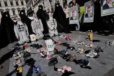 BP Climate Protest in London-stock-photo