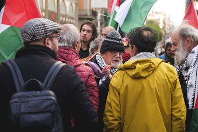 News - Sit-in in Naples for Gaza: Solidarity with the Palestinian People-stock-foto