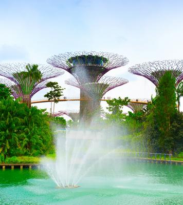Singapore Gardens by the Bay SINGAPORE - FEBRUARY 18, 2017: Scenic lview of modern futuristic Singapore Gardens by the B-stock-photo