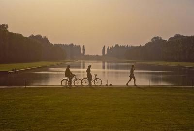 Versailles Schlosspark Tapis Vert und Grand Canal Versailles Palace Garden Tapis Vert and Gran-stock-foto